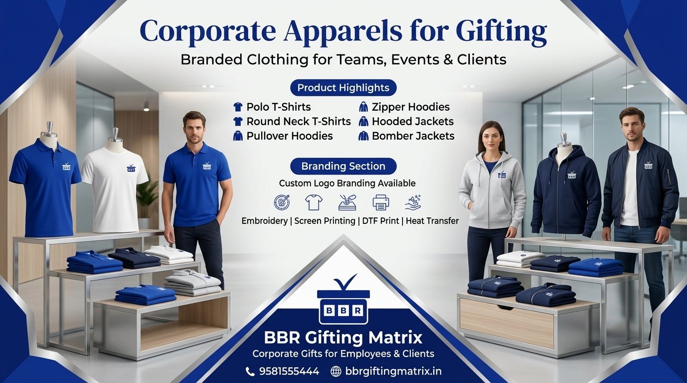 corporate apparel in Hyderabad including custom logo t shirts hoodies jackets and branded uniforms